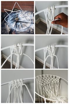 I've always wanted a real hammock but if that's not an option, this DIY Macrame Hammock Chair is the next best thing! So stylish and comfy. Diy Macrame Hammock, Diy Hammock Chair, Macrame Hammock Chair, Macrame Hanging Chair, Art Macramé, Macrame Chairs, Pola Macrame, Macrame Hammock, Diy Hammock