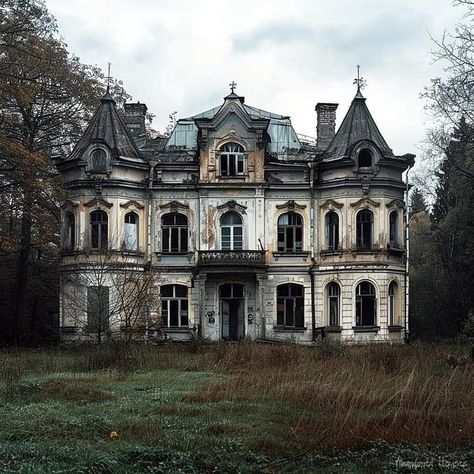 Run Down Mansion, Old Run Down Houses, Abandoned Victorian Mansions, Big Dark Mansion, Old Time Mansion, Southern Gothic Mansion, Old Timey Mansion, Overgrown Manor, 1800 Mansion