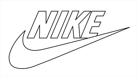 Logo Step By Step, Nike Drawing, Nike Svg, Easy Graffiti, Nike Signs, Logo Outline, Nike Symbol, Nike Art, Easy Animal Drawings