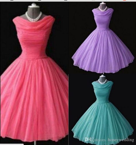 Top Selling Short Bridesmaid Dresses Cheap Under 50 Scoop Neck Coral / Teal / Purple Knee Length Junior Bridesmaids Dress For Wedding Party Maternity Bridesmaids Dresses Off The Rack Bridesmaid Dresses From Honeywedding, $44.22| Dhgate.Com 1950s Ball Gown, Dress For Wedding Party, 1950s Dresses Vintage, Tea Length Prom Dress, Junior Bridesmaids, Cheap Gowns, Cocktail Dress Vintage, Blue Wedding Dresses, Dresses Cheap