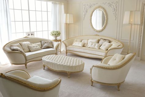 Savio Firmino Classic Furniture Living Room, Luxury Italian Furniture, Design Salon, Casa Vintage, Living Room Sofa Design, Sofa Set Designs, Beautiful Sofas, White Furniture, Luxury Sofa