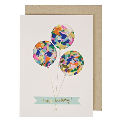 Tocoto Vintage, Happy Birthday Cards Diy, Happy Birthday Cards Printable, Confetti Cards, Colorful Birthday, Meri Meri, Confetti Balloons, Birthday Cards Diy, Bright And Beautiful