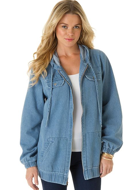 Denim Jacket With Hoodie, Hooded Denim Jacket, Suede Fringe Jacket, Fashion Hoodies, Women's Robe, Lace Jacket, Denim Jacket Women, Jacket Women, White Denim