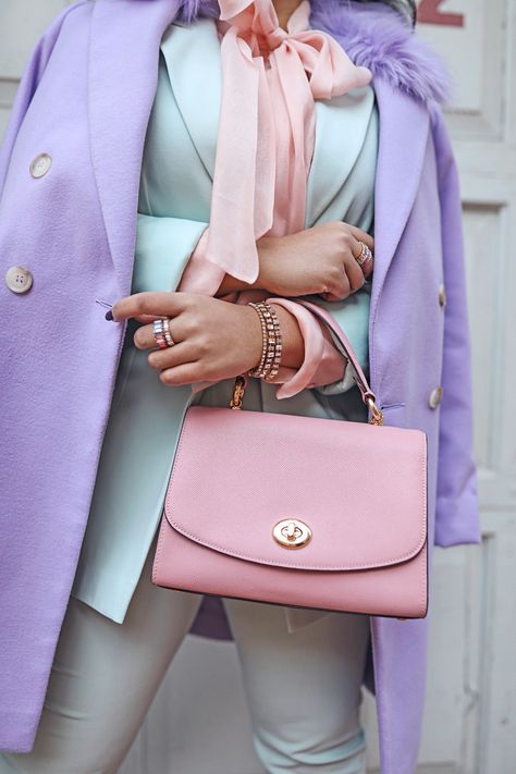 The perfect pastel color combination- outfit details.  #pastelaesthetic #pastelcolors #pasteloutfit #pasteloutfitspring #springoutfit #springstyle #pastelvibes #fashionable #styletips #fashion #over25fashion #styleover25 #imwearingtoday #wearwhatyoulove #myfeelgoodfashion #mystylemyway #americanstyle lavender monochromatic outfits lavender coat outfit mint pants outfit winter lavender outfit work lavender outfit ideas mint outfit blush outfit spring lavender outfits women lavender outfit Lavender Green Outfit, Mint And Lavender Outfit, Light Purple Outfits For Women, Lilac Mint Outfit, Purple Pant Outfits, Mint Combination Outfits, What To Wear With Lilac, Lavender Combination Outfit, Mint Outfit Ideas Color Combinations