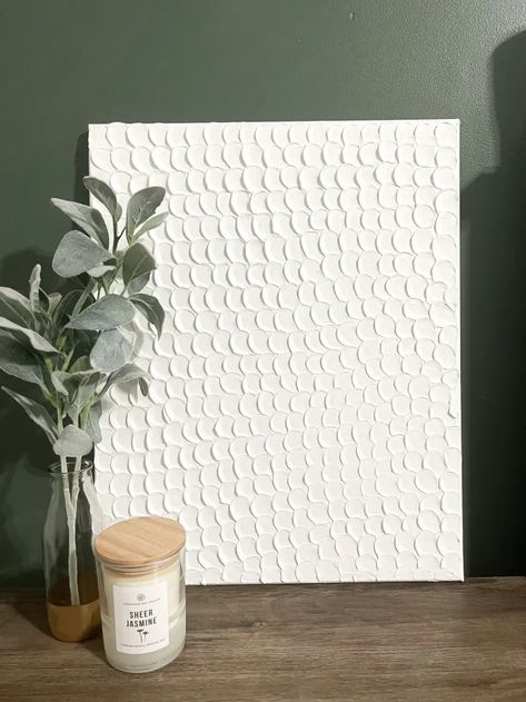 Putty Canvas Painting, White Plaster Canvas Art, Boho Textured Art, Drydex Spackling Art, Spackle Painting On Canvas, Putty Art On Canvas, Spackle Painting, Textured Canvas Art Abstract, Spackle Art Texture Diy