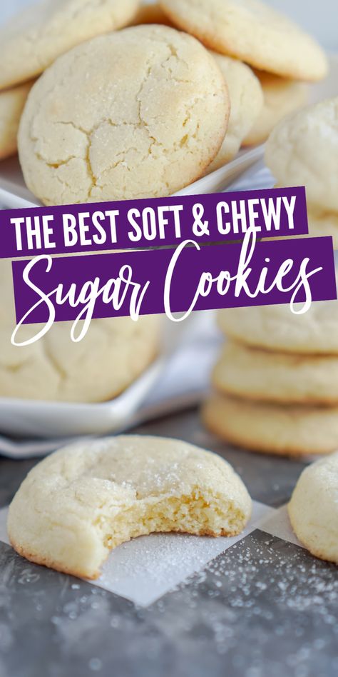 Soft Butter Cookies Recipe, School Cookies Recipe, Soft And Chewy Sugar Cookies, Chewy Sugar Cookie, Sugar Cookies From Scratch, Chewy Sugar Cookie Recipe, Soft Sugar Cookie Recipe, Cookie Recipes From Scratch, The Perfect Cookie