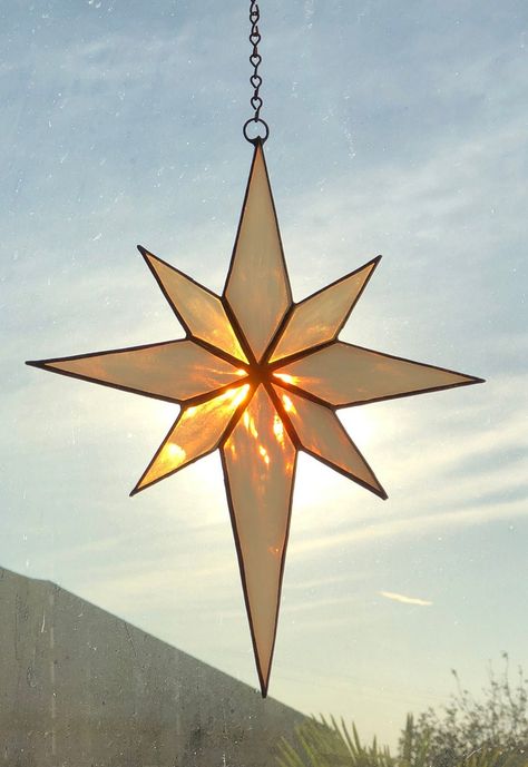 Star of Bethlehem LARGE the Christmas Star Christmas | Etsy Star Christmas Decorations, Star Sketch, Stained Glass Christmas Ornament, Star Window, Stained Glass Star, The Star Of Bethlehem, Globe Lantern, Star Lantern, Spectrum Glass