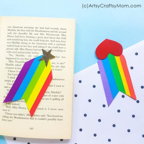 Bookmarks Craft, Bookmark For Kids, Lgbtq Ally, Rainbow Activities, Red Crafts, Heart Bookmark, Bookmark Craft, Diy Rainbow, Horror Fiction