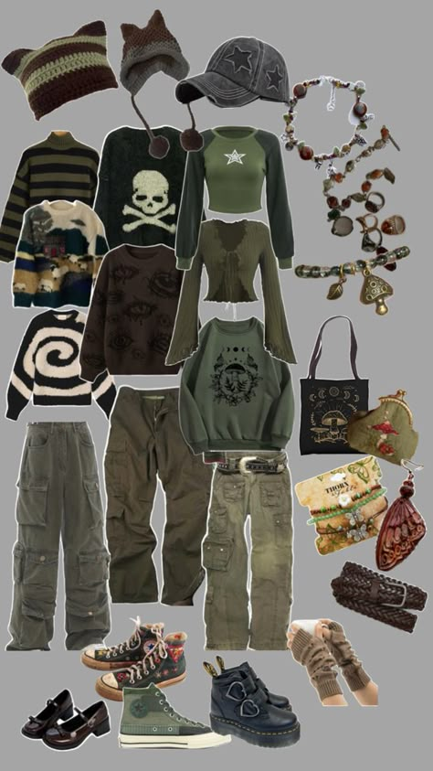 Goblin Core Outfit, Fairy Grunge Outfit, Grunge Fits, Goblincore Aesthetic, Earthy Outfits, Clothing Design Sketches, Aesthetic Fits, Vibe Clothes, Swaggy Outfits