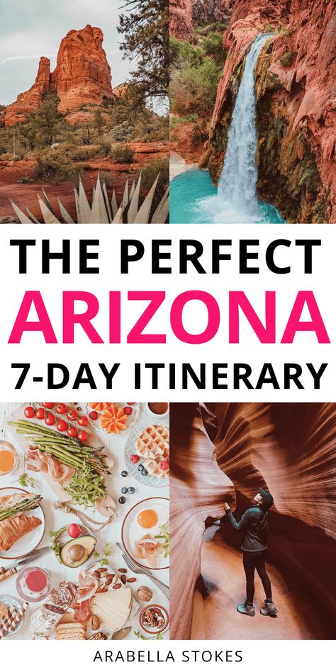 Planning a memorable 7-day Arizona road trip itinerary? Explore our guide for the ultimate adventure through Sedona, Flagstaff, the Grand Canyon, an more! — arizona travel guide | arizona things to do | arizona road trip aesthetic | arizona road trip pictures | arizona road trip outfit | arizona road trip itinerary Arizona Itinerary Road Trips, Arizona Weekend Getaway, 1 Week Arizona Itinerary, Best Places To Visit In Arizona, Arizona Road Trip Itinerary, Arizona Travel Places To Visit, Arizona Vacation Ideas, Sedona Arizona Things To Do In, Arizona Family Vacation