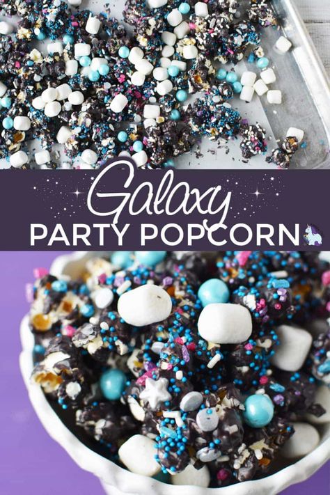 Space Party Food, Space Snacks, 4de Verjaardag, Party Popcorn, Galaxy Party, Popcorn Mix, Space Theme Party, Popcorn Snacks, Popcorn Recipe