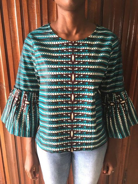 Ankara top African Print Top, African Tops, African Print Tops, African Styles, Tunic Style Tops, Formal Trousers, Wax Print, Slide On, African Attire