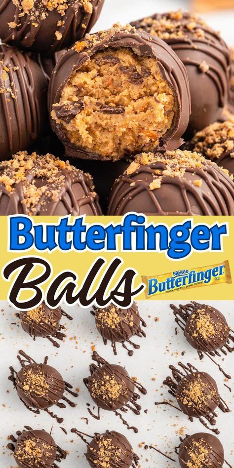 Chocolate Peanut Butter Blossoms, Trending Dessert Recipes, Cannon Balls Recipe, Butterfinger Peanut Butter Balls, Ball Shaped Desserts, Golden Oreo Truffles, Cream Cheese Peanut Butter Balls, Butterfinger Truffles Recipe, Butterfinger Balls Recipe