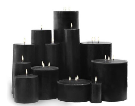 Black Candle Centerpieces, Black Candle Wedding, White Candles Wedding, Pillar Candles Wedding, Black Pillar Candles, Candles Black, Scented Pillar Candles, Wrought Iron Candle Holders, Stone Candles