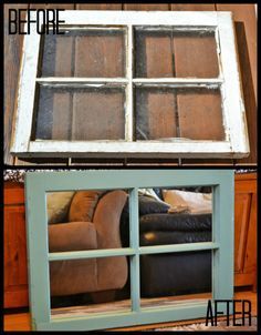 diy window pane mirror - would love to do this for a pic collage Old Window Projects, Window Pane Mirror, Old Window Frames, Repurposed Windows, Window Projects, Old Shutters, Antique Windows, Penny Pincher, Store Interiors