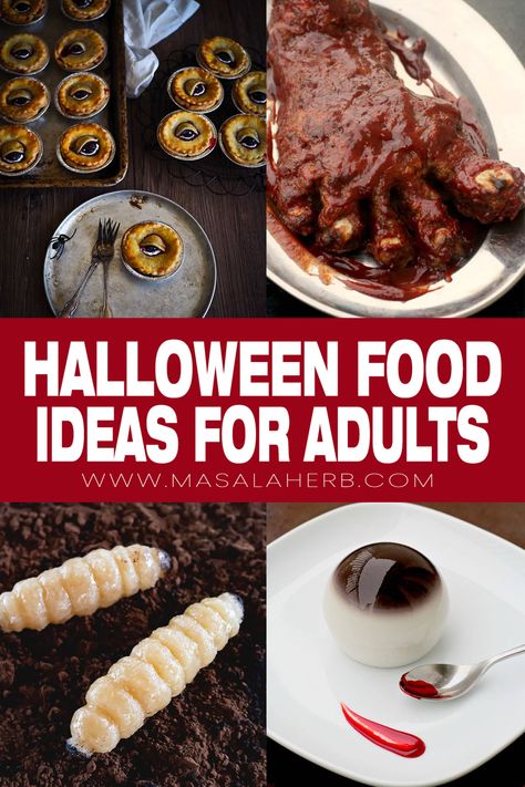 Creepy Halloween Food Ideas for Adults Creepy Foods For Halloween Party, Creepy Dinner Ideas, Easy Halloween Meals Dinners, Crock Pot Halloween Party Food, Disgusting Halloween Food, Halloween Dinners For Adults, Upscale Halloween Food, Gross Looking Food, Spooky Food Ideas Creepy Halloween