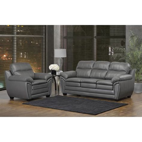 Grey Leather Couch, Deep Loveseat, Leather Sofa And Loveseat, Leather Living Room Furniture, Black Living, Top Grain Leather Sofa, Sofa And Chair, Deep Sofa, Sofa And Loveseat