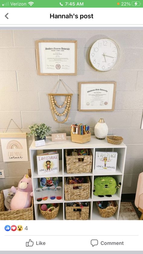 Private Practice Therapy Office Decor, Elementary Counseling Office, Therapy Office Decor Private Practice Ideas, Cozy Counseling Office, School Psychologist Organization, Small Counseling Office, Therapy Office Aesthetic, Therapy Office Decor Private Practice, Counseling Office Furniture