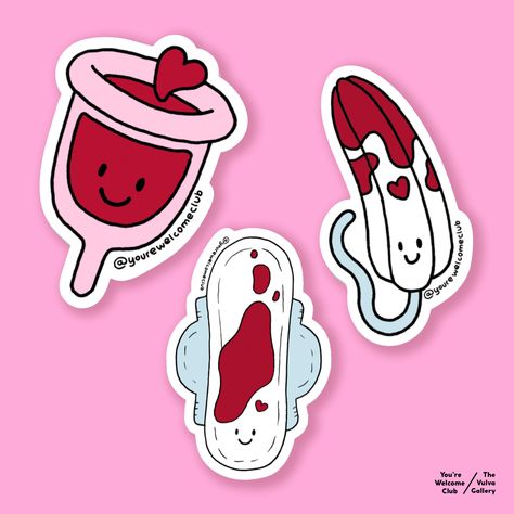 Tampon Illustration, Tampon Drawing, Tampons Aesthetic, Period Stickers, Tablet Aesthetic, Pride Funny, Period Poverty, Cycle Drawing, About Periods