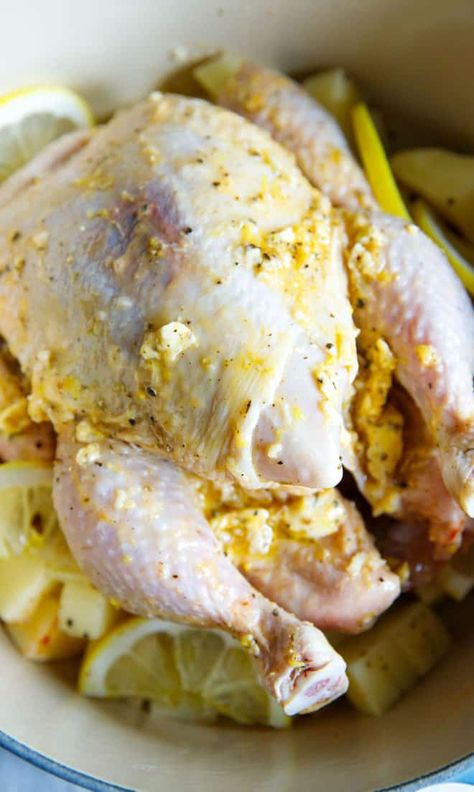 Roasted Chicken Marinade Whole, Whole Roasted Greek Chicken, Mediterranean Roast Chicken, Mediterranean Whole Chicken Recipes, Greek Whole Chicken, Marinated Whole Chicken, Roast Chicken Marinade, Greek Roast Chicken, Whole Chicken Marinade