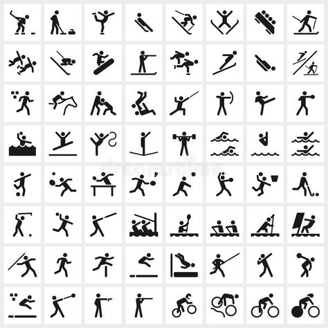 Sport Symbols. Large set of vector sports symbols including all the major winter , #SPONSORED, #vector, #sports, #symbols, #set, #Sport #ad Sports Symbols, Baseball Vector, Olympic Theme, Silhouette People, Murals For Kids, Infographic Design Inspiration, Sport Icon, Olympic Sports, Summer Sports