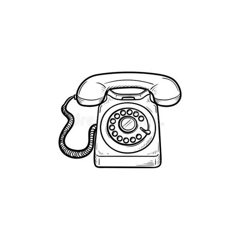 Vintage Telephone Hand Drawn Outline Doodle Icon. Stock Vector - Illustration of design, connect: 127220371 Telephone Sketch, Phone Sketch, Sketch Doodles, Telephone Line, Decor Color Palette, Diy Sharpie, Line Art Vector, Doodle Icon, Minimalist Iphone