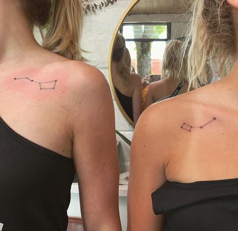 Little Dipper Tattoo, Lumos Tattoo, Big Dipper Tattoo, Dipper Tattoo, Tattoos Big, Sister Tat, Sister Tattoo, Big Sister Little Sister, Big Dipper