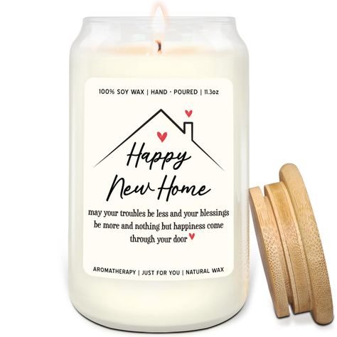 PRICES MAY VARY. HOUSE WARMING GIFTS NEW HOME - Celebrate new beginnings with Our New Home Candle, featuring the warm wish "May your troubles be less, your blessings be more, and nothing but happiness come through your door." It’s a thoughtful housewarming gift, perfect for congratulating anyone moving to a new home BEST HOUSE WARMING GIFTS - Packed in a beautiful gift-ready box, our candle is suitable for house warming gift, cute house warming gifts, new homeowner gifts, new home gifts, new hou Gifts For Homeowners, New Home Candle, New Neighbor Gifts, New Home Gift Ideas, Home Gift Ideas, Welcome Home Gifts, Happy New Home, Best Housewarming Gifts, First Home Gifts