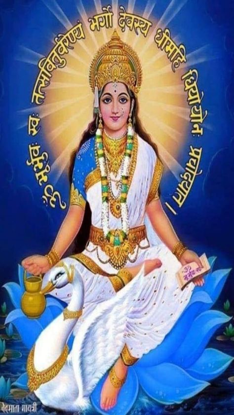 Gayatri Devi Goddesses, Jai Maa Saraswati, Maa Gayatri, Goddess Gayatri, Saraswati Picture, Maa Saraswati, Saraswati Photo, Devi Maa, Raju Bhai