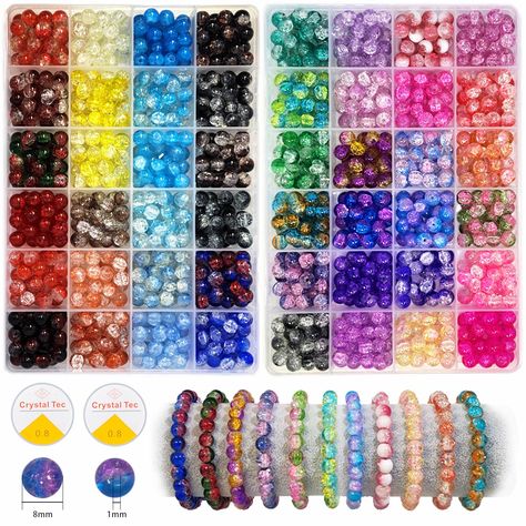 PRICES MAY VARY. 【Colorful & High Quality】 -- The beads are available in 48 different colors to match freely. The total number is about 1400 pieces, about 25 pieces of each color. All uniform in size through fine polishing making each bead more textured, Each bead is drilled with a hole about 1 mm in diameter. 【Meaningful Creative Gifts Choose】-- The beautiful gift bag contains everything for glass bead bracelet making craft lovers. Glass bracelet making kits are perfect gifts for children and a Bracelet Kit Aesthetic, Bead Bracelet Making, Magic Bracelet, Basic Accessories, Girly Bracelets, Glass Beads Bracelet, Bracelet Making Kit, Divider Design, Bracelet Pack