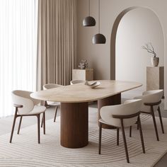 Luxury Dining Room Tables, Japandi Dining, Fluted Wood, Round Marble Dining Table, Wood Dining Room Table, Latest Living Room Designs, Dinning Room Design, Japandi Interior, Japandi Style