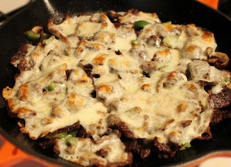 Low Carb Philly Cheesesteak Skillet | Carb Manager Keto Philly Cheesesteak Skillet, Camper Meals, Philly Cheesesteak Skillet, Cheesesteak Skillet, Keto Philly Cheesesteak, Skillet Steak, Keto Diet App, Walnut Recipes, Steak And Mushrooms