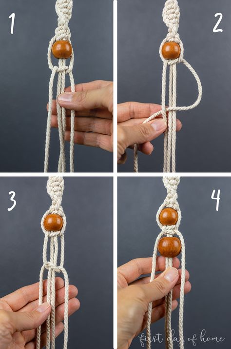 Diy Macrame Plant Hanger Easy How To Make, Spiral Knot Macrame Plant Hanger, Add Beads To Macrame, How To Macrame For Beginners Plant Hanger, Macrame Plant Holder Diy Easy, Paracord Macrame Plant Hanger, Short Macrame Plant Hanger Diy, Small Macrame Plant Hanger Pattern, Macrame Plant Hanger Diy Tutorials How To Make Pot Holders