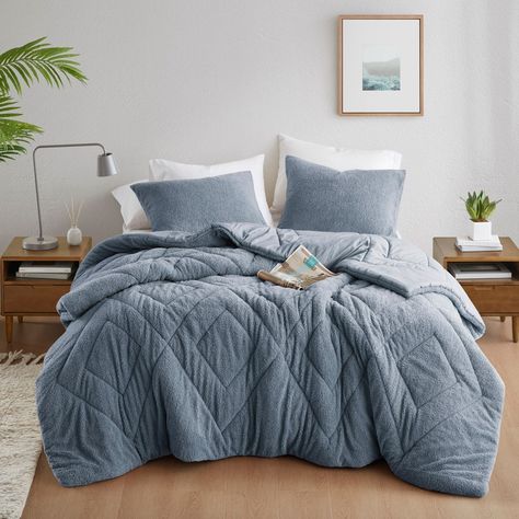 Chelsea Square Kyla Double Diamond Quilted Teddy Comforter Set - Bed Bath & Beyond - 41234383 Loving Embrace, Fluffy Comforter, Linen Comforter, Blue Comforter Sets, Blue Comforter, Twin Xl Comforter, Textured Bedding, Top Of Bed, Double Diamond