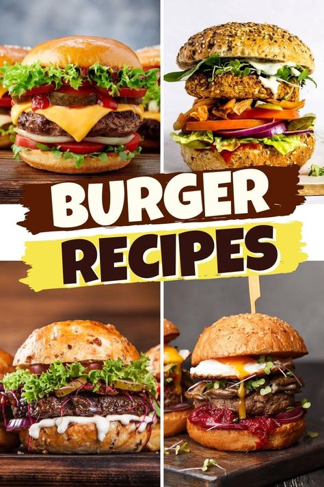 Find the perfect burger for any occasion with this list of easy and delicious burger recipes. From juicy beef to flaky salmon, they're ideal for summer. Beef Burger Ideas, Bbq Burgers Recipes, Burger Varieties, American Sandwich Recipes, Best Juicy Burger Recipe, Beef Burger Recipes, Texas Burger, Bbq Burger Recipes, Gourmet Burgers Recipes