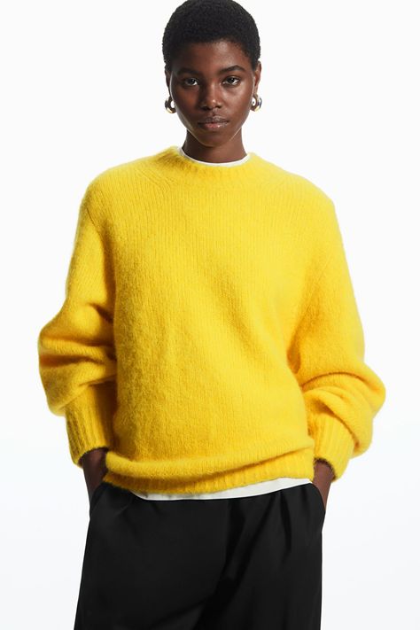 Yellow Knitwear, Yellow Jumper, Bright Spring, Oversized Pullover, Yellow Sweater, Pink Stripes, Knitwear Women, Bright Yellow, Jumpers And Cardigans