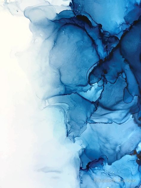 "Blue Tides - Alcohol Ink Painting" Metal Prints by Elizabeth Karlson | Redbubble Image Bleu, Blue Vibes, Cat Air, Seni Cat Air, 수채화 그림, Alcohol Ink Painting, Alcohol Ink Art, Paintings Art Prints, Blue Art