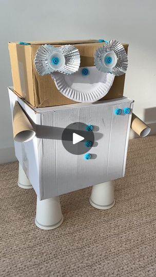 It's easy to make a box robot with items you already have at home - and so much fun! 🤖  Thanks @playful.childhood for sharing this cool cardboard creation! | Makedo Homemade Robot, Robot Project, Cardboard Robot, Box Robot, Robot Craft, Fall Tree Painting, Education Science, Fall Tree, Tree Painting