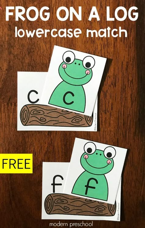 Frog On a Log Lowercase Match (free; from Modern Preschool) Preschool Letter Matching Printables, Frog Themed Activities, Letter Matching Printable Free, Frog Projects For Preschool, Frog Worksheets Preschool, Letter Recognition Activities Preschool Free Printables, Pond Activities For Toddlers, Preschool Frog Activities, Frog Activities For Preschool