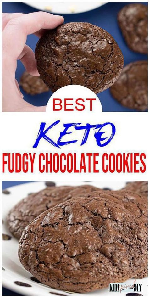 Your NEW favorite 7 ingredient chocolate fudge brownie cookies are right here! Easy homemade low carb fudgy brownie cookies that are sugar free. Gluten free cookies w/ almond flour to please any crowd. Make for Halloween, Thanksgiving or Christmas. Perfect Fall cookies for quick desserts, snacks or treats. Make these low carb 7 ingredient fudge brownie cookies today. For more low carb keto recipes see KimspiredDIY Galletas Keto, 1000 Calorie, Chocolate Brownie Cookies, Keto Cookie Recipes, Breakfast Low Carb, Postre Keto, Chocolate Fudge Brownies, Keto Brownies, Low Carb Cookies