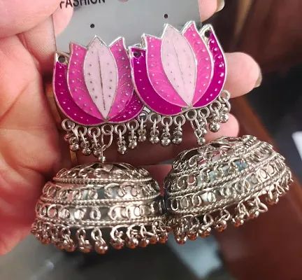 FANCY OXIDISED EARRING (1 PAIR) Earrings Oxidised, Vintage Indian Jewelry, Dress Materials Cotton, Satin Saree, Pretty Jewelry Necklaces, Fancy Jewellery Designs, Fancy Earrings, Woman Bags Handbags, Formal Shoes For Men