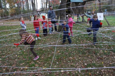 Spider web obstacle corse                                 Maksim's 4th Birthday Party | CatchMyParty.com Simple Spiderman Birthday Party, Spiderman Games Birthdays, Spiderman Birthday Party Games, Spider Man Birthday Party, Spidey Birthday, Spider Man Birthday, Birthday Party Games For Kids, 4th Birthday Party, 5 Birthday