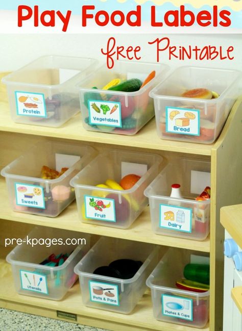 Free Printable Labels for the pretend food in your dramatic play center. Perfect for Preschool and Kindergarten to help keep your dramatic play center neat and organized! Nutrition Therapy, Dramatic Play Themes, Dramatic Play Printables, Dramatic Play Center, Preschool Rooms, Prek Classroom, Dramatic Play Preschool, Dramatic Play Area, Preschool Centers