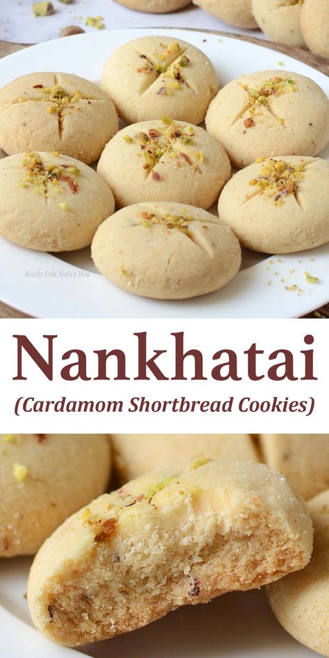 Easy Nankhatai Recipe, Indian Food Dessert Recipes, Indian Baking Recipes, Sweet Meats Indian, Indian Biscuits Recipes, Indian Easy Snacks, Northern Indian Recipes, International Recipes Dessert, Nankathai Recipe