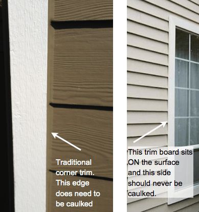 What to caulk & what not to caulk Diy Exterior Window Trim, Lp Smartside Siding, Exterior Window Trim Ideas, Smartside Siding, Caulking Windows, Hardy Board, Trim Windows, Garage Door Trim, Exterior Door Trim