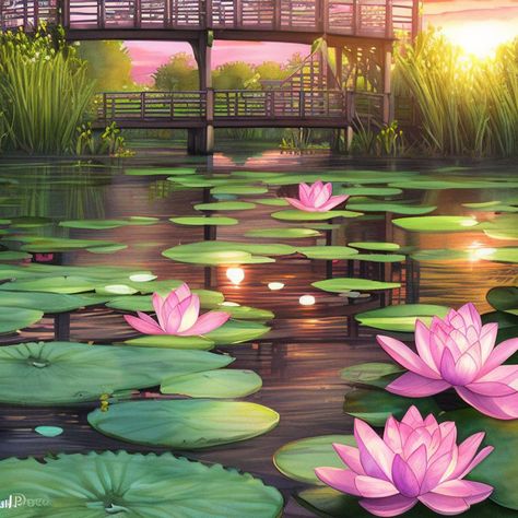 Water Lily Pond Drawing, Pond Mermaid, Lily Pad Drawing, Water Lily Drawing, Pond Drawing, Wedding Backgrounds, Swan Drawing, Lotus Drawing, Pond Art