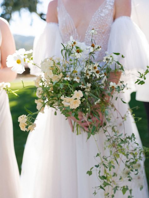 Wildflower cascading wedding bouquet Siren Floral Simone Lennon Events Santa Lucia Preserve Siren Floral Co, Santa Lucia Preserve, Erich Mcvey, Floral Design Classes, Cascading Bridal Bouquets, Wedding Event Decor, Carmel Valley, Summer Bouquet, Diy Wedding Bouquet