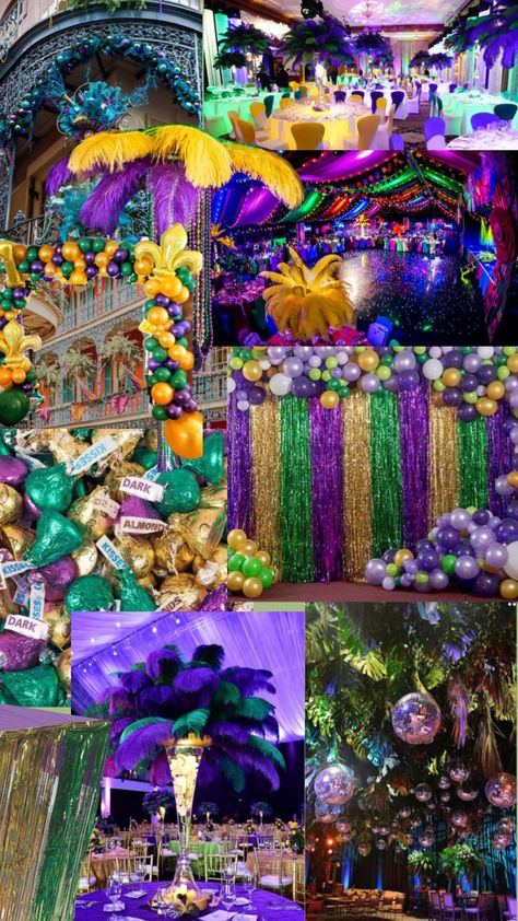 Rio Party Decorations, Mardi Gras Dance Decorations, Carnival Themed Corporate Event, Louisiana Mardi Gras Aesthetic, Mardi Gras Dance Theme, New Orleans Prom Theme, Mardi Gras Homecoming Theme, High School Prom Ideas Theme, Fun Prom Themes