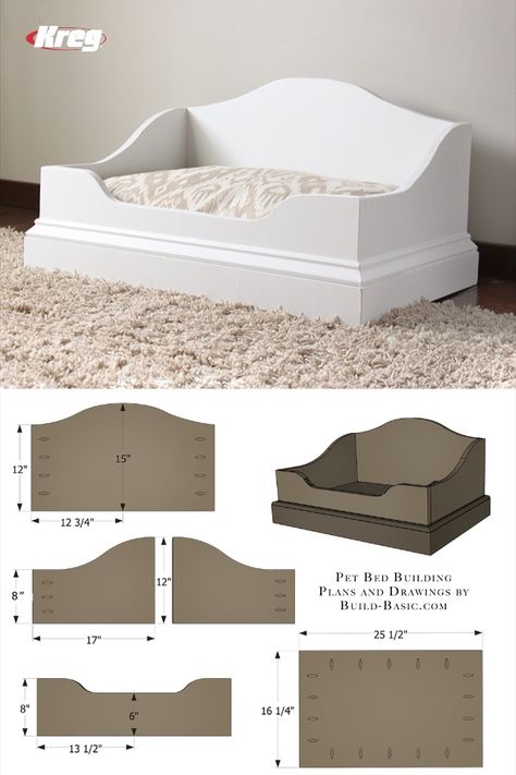 Diy Pet Bed, Cat House Diy, Dog House Diy, Diy Dog Bed, Pocket Hole Jig, Perfect Curves, Dog Rooms, Pocket Hole, Dog Furniture