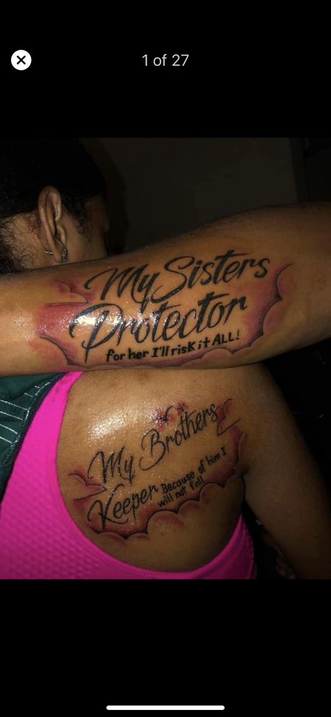 Girl Half Sleeve Tattoos, Brothers Keeper Tattoo, Brothers Keeper, Scripture Tattoos, Protection Tattoo, Matching Tats, Brother Tattoos, Cute Hand Tattoos, Butterfly Tattoos For Women